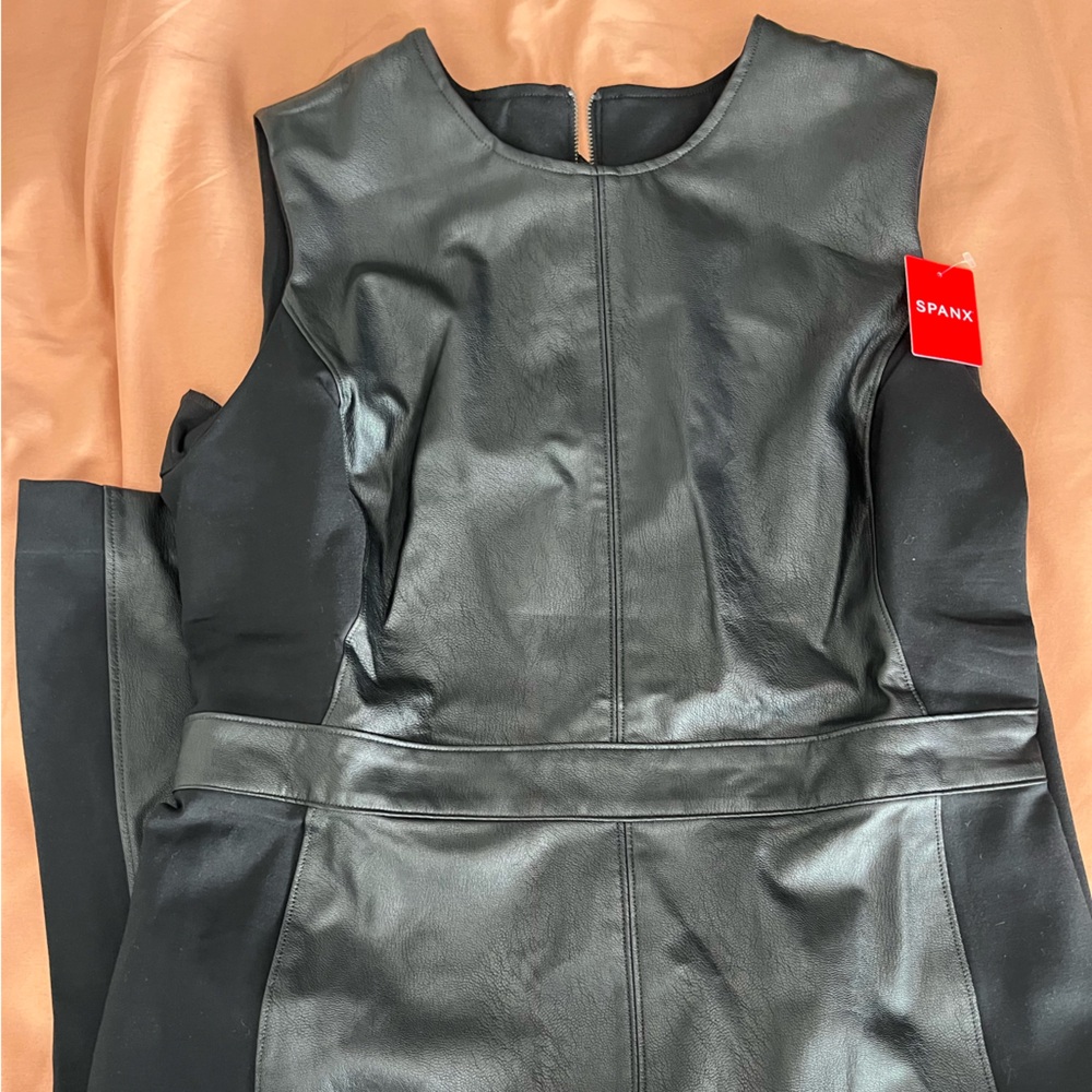 SPANX FAUX LEATHER XL DRESS BLACK